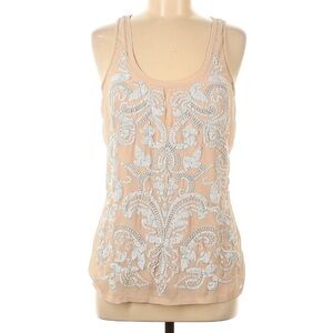 Embellished Beige Tank Top